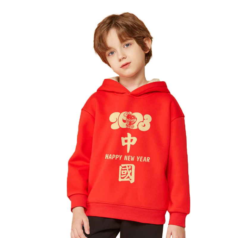 史努比男童卫衣加绒冬季保暖女孩中大童休闲运动一体绒儿童上衣 TRM7 中国史努比红 140