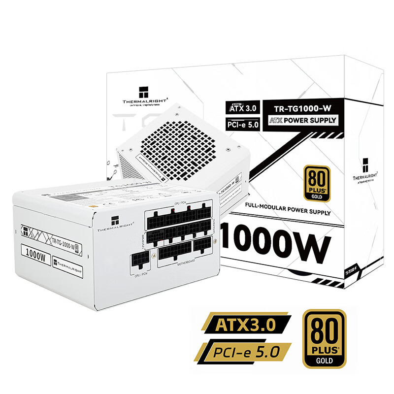 利民（thermalright）额定1000W TR-TG1000-W ATX3.0电源 白色金牌全模组 原生PCIE5.0 全日系电解电容 