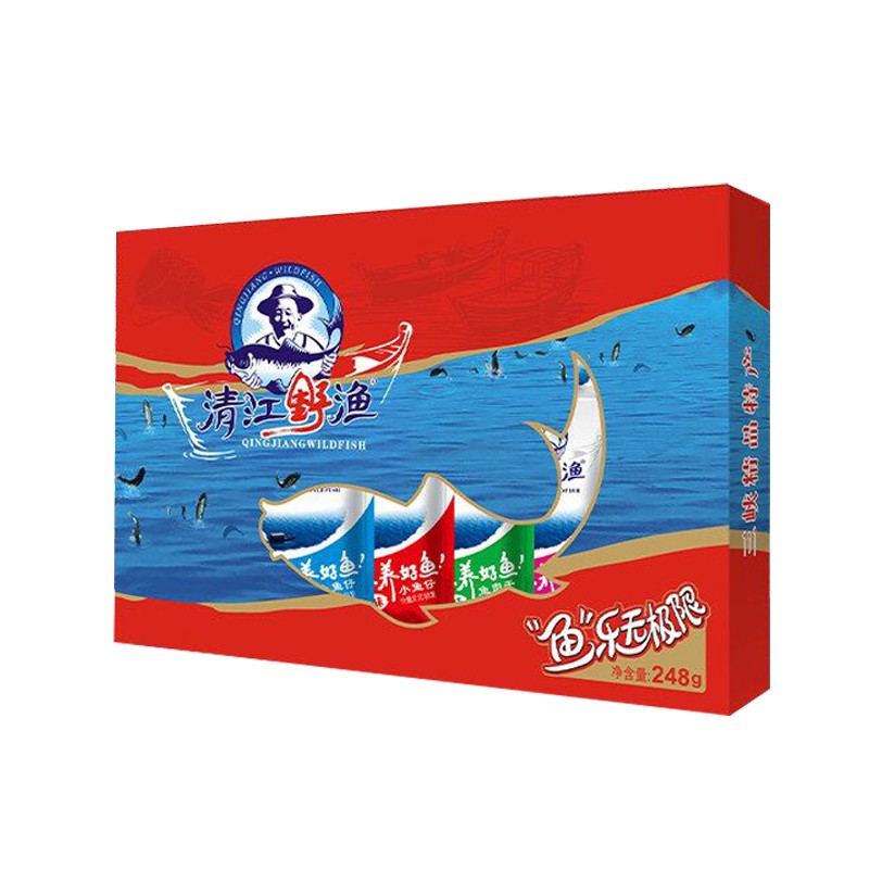 清江野渔(QINGJIANGWILDFISH)鱼肉干 湖北三峡特产鱼块香辣鱼仔办公休闲零食礼盒中秋团购送礼 清江野渔礼盒 248g *1盒 京东折扣/优惠券