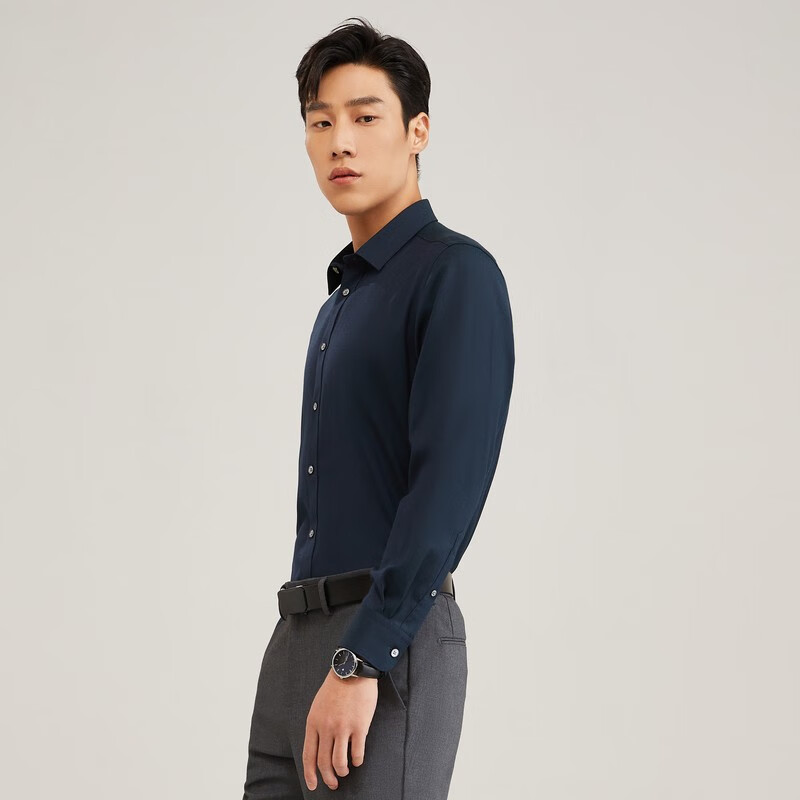 雅戈尔【含40%羊毛可机洗】衬衫男长袖秋冬新高端保暖舒适衬衣商务休闲 深绿 42