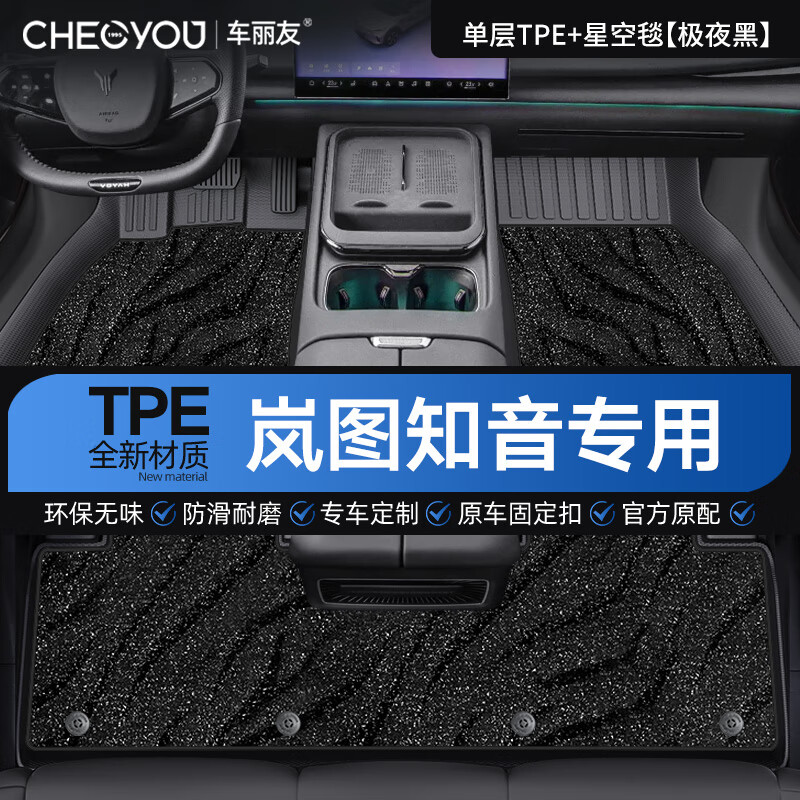 车丽友专用于2024款岚图知音脚垫tpe全包围地毯丝圈长续航四驱电动汽车 【柔软舒适】TPE脚垫+星空毯黑