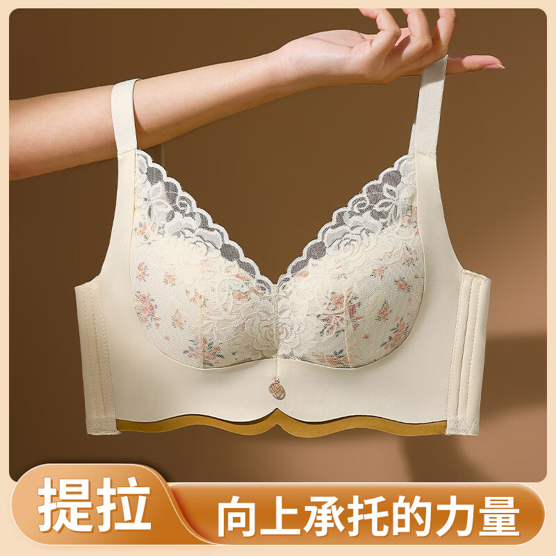 芬腾内衣无钢圈聚拢蕾丝调整型小胸显大胸薄杯防下垂收副乳224GQ89-2 绿色【AB杯:厚杯,C杯:薄杯】 34/75AB