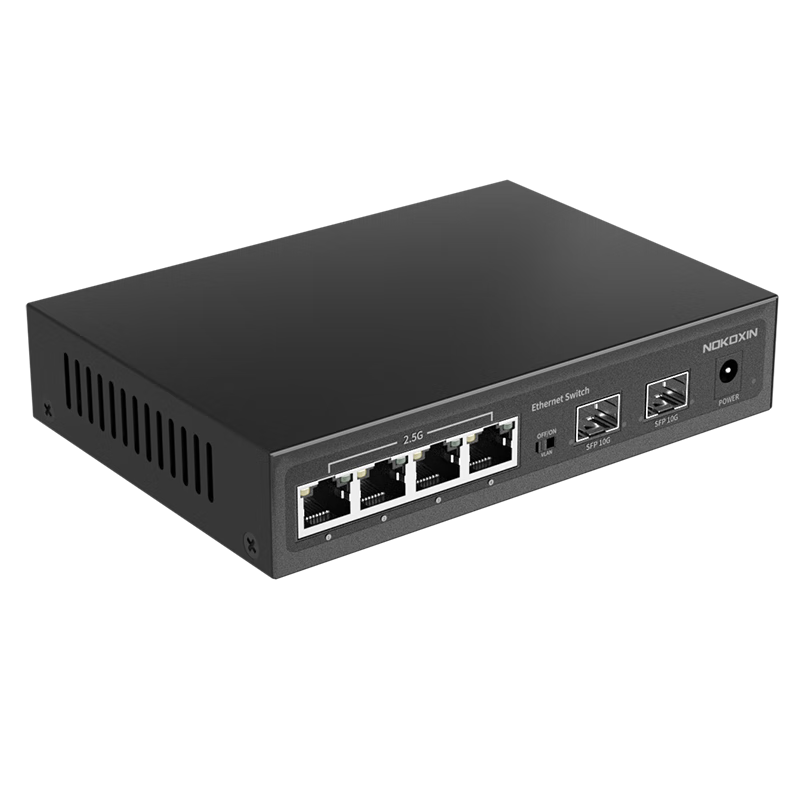 诺可信（Nokoxin）2.5G交换机10G光口支持猫棒千兆宽带 一键VLAN模式非管理型 4个2.5G电口+2个10G光口/支持猫棒
