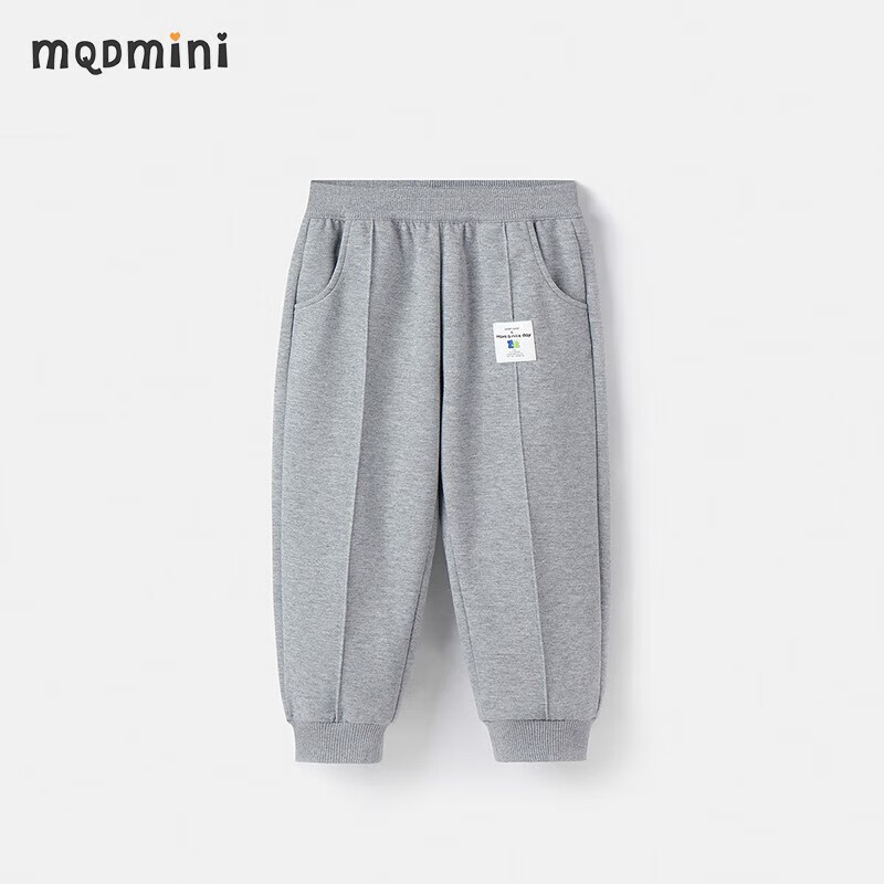 MQDMINI童装女童裤子儿童春季运动裤宝宝休闲百搭长裤中小童外出衣服 口袋印花运动裤浅灰 110怎么看?