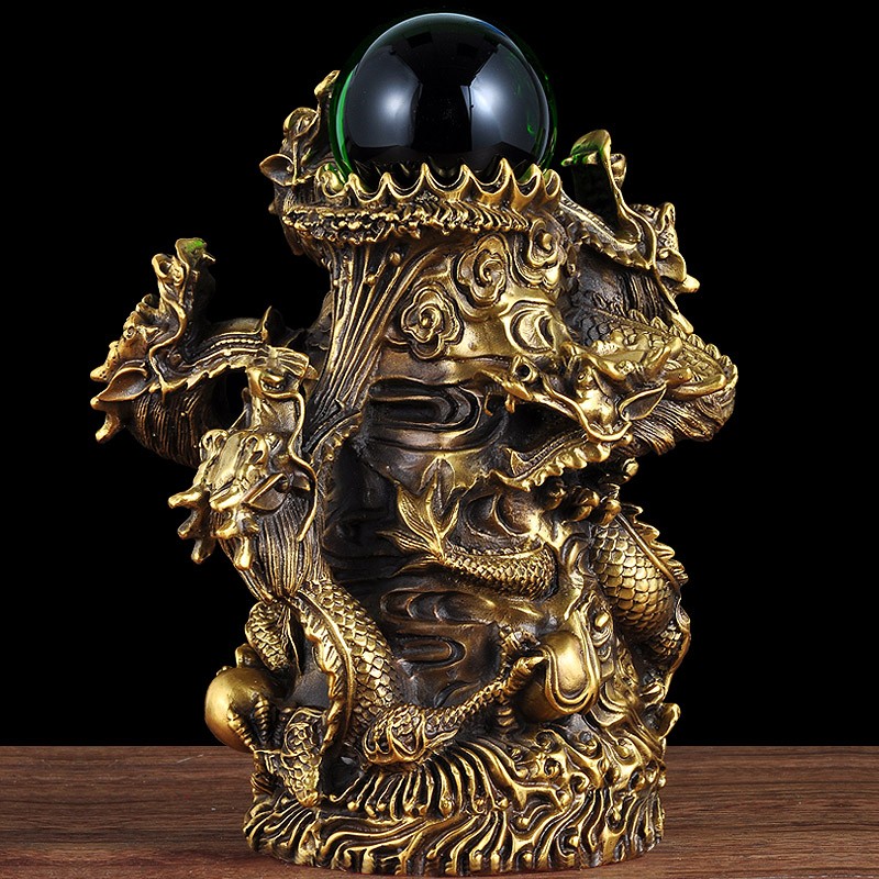莲善堂全铜五龙戏珠摆件生肖龙工艺品家居客厅玄关摆设公司开业礼品