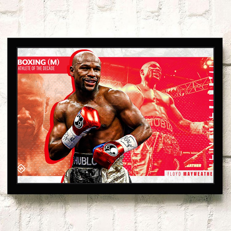 狼天影 梅威瑟海报墙贴画拳击格斗搏击武馆健身房墙上床头贴纸可定制