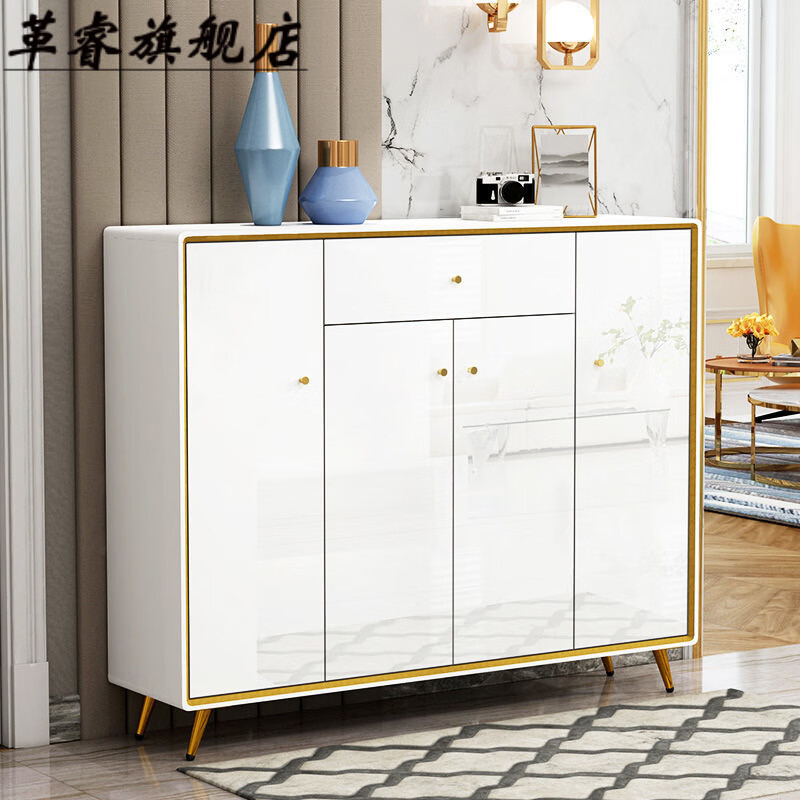 革睿 2023年新款鞋柜玄关柜进门家用入户门口简约现代白色亮光烤漆隔