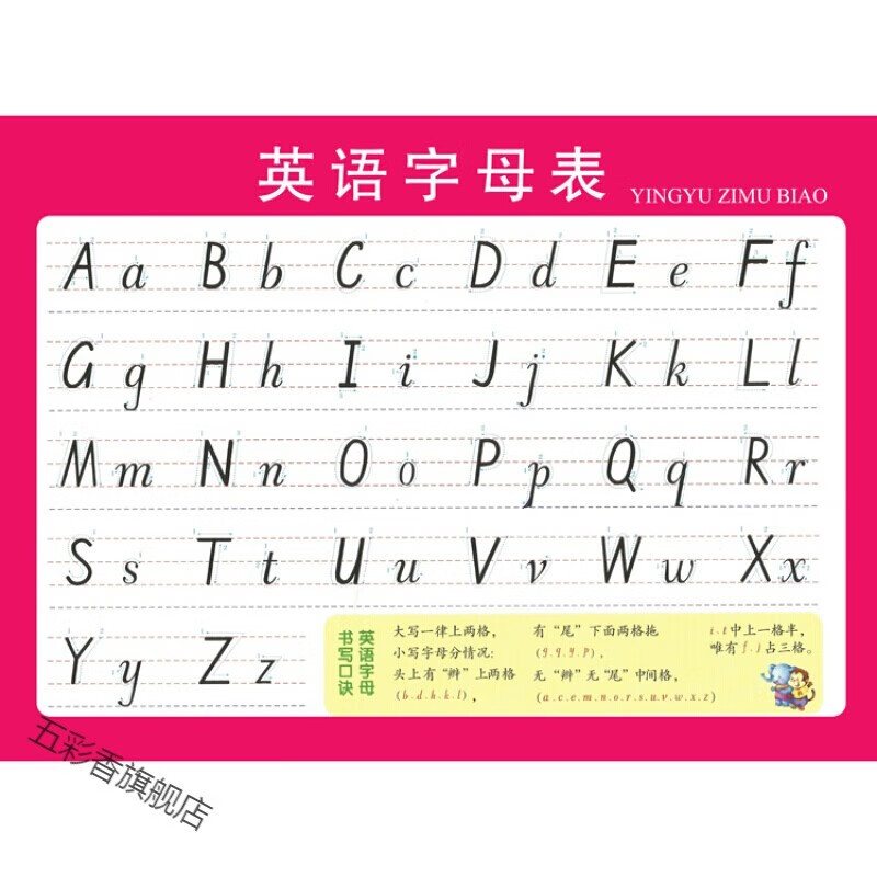 26个英文字母表写法海报  英语音标分类表挂图元音辅音墙贴画 24寸