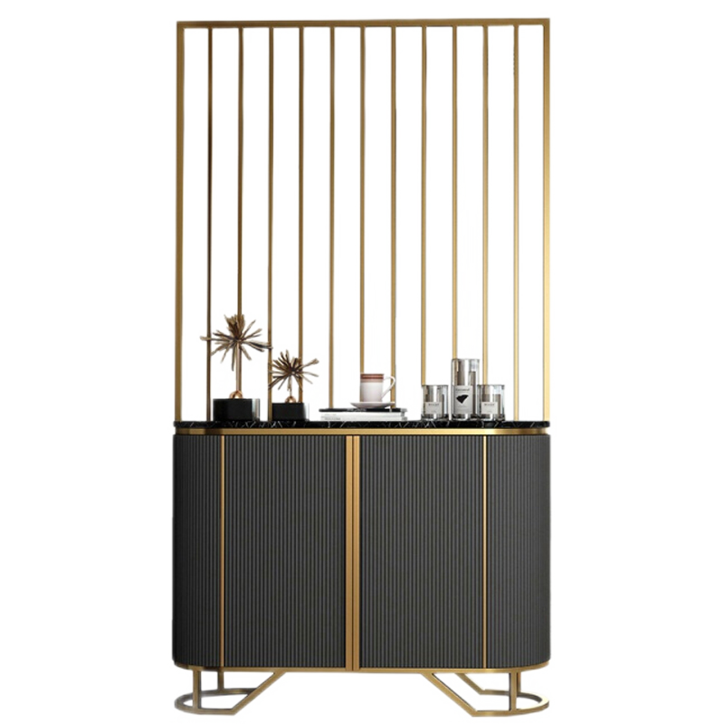 绿林咖美式轻奢风玄关柜简约现代客厅隔断柜屏风鞋柜一体入户装饰门厅柜 米白带屏风 120*40*220CM(两门)