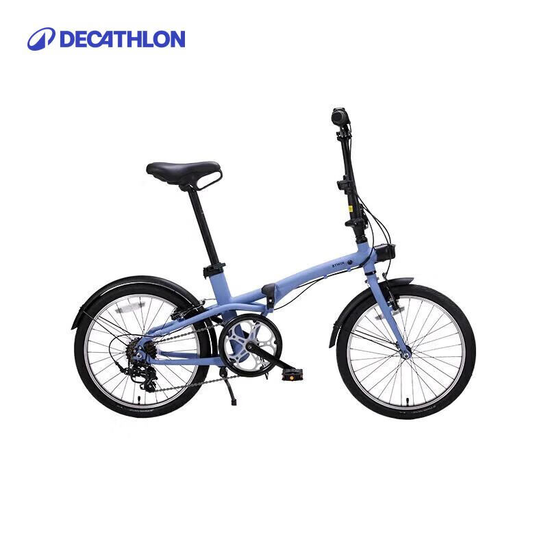 迪卡儂（DECATHLON）TILT500折疊自行車20寸變速通勤便攜學(xué)生輕折疊車OVB1 升級(jí)款 Fold500 藍(lán)色 舒適坐墊+ 20英寸