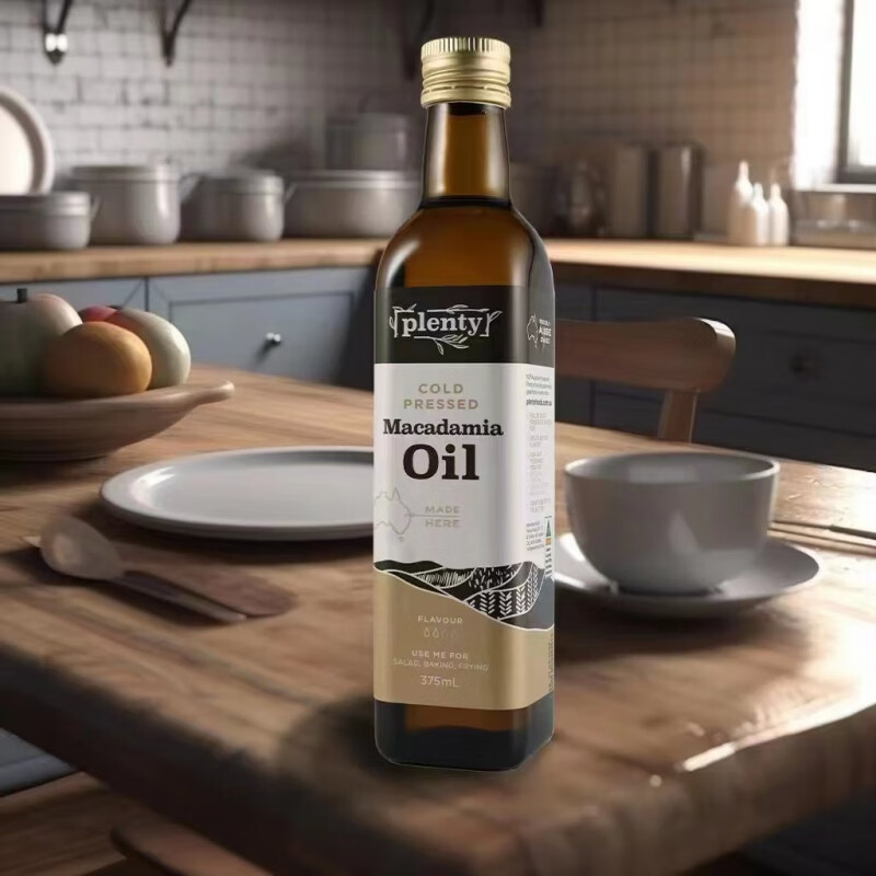 充裕plenty澳大利亚原装进口夏威夷果油375ml瓶装 压榨食用油 夏威夷
