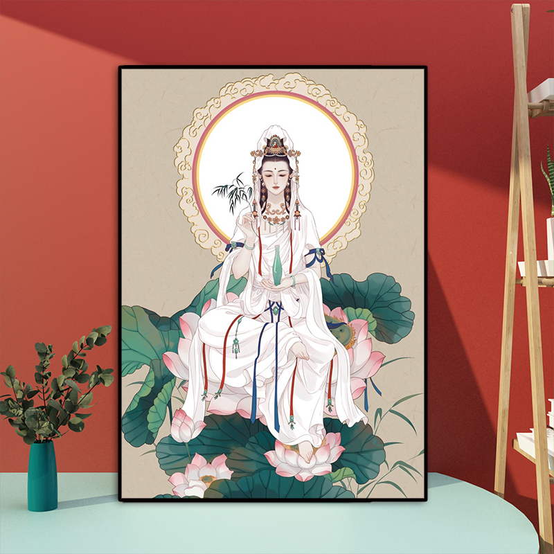 婕茵桐观音菩萨5d钻石画新款客厅玄关中国风佛像系列家用手工满钻 满