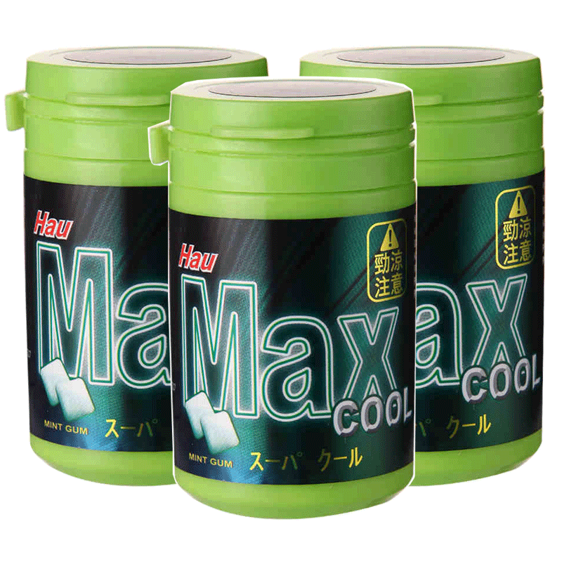 台竹乡统一MAXCool无蔗糖口香糖 劲凉薄荷清凉蜂蜜多口味大瓶装台湾进口 清凉薄荷无糖口香糖50g绿罐X3罐