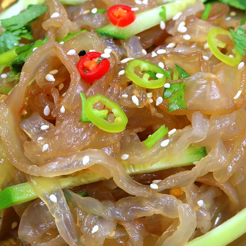 亿海湾海蜇头即食凉拌海蜇皮丝带调料包解腻凉菜拌菜下酒菜网红款礼盒 海蜇皮200g*5