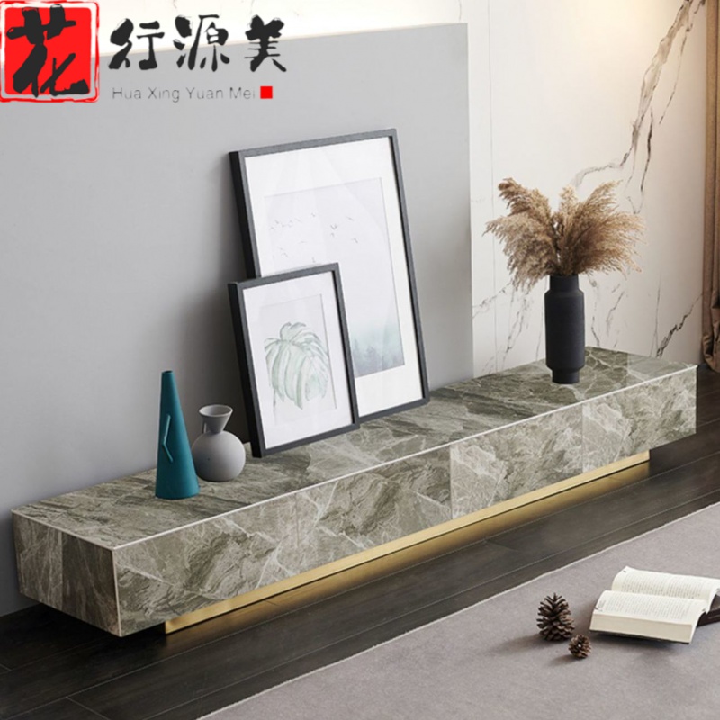 意大利轻奢超长岩板电视柜茶几组合现代简约客厅家具大理石地台柜 1