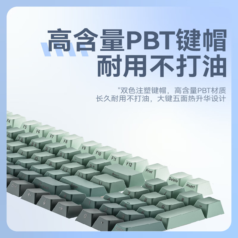 玄派玄熊猫PD98PRO 98配列机械键盘 无线蓝牙有线三模客制化Gasket结构 游戏笔记本办公通用 RGB 白绿-侧刻渐变-太极轴-RGB