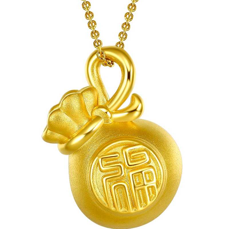 周六福珠宝520礼物黄金吊坠女款足金5d硬金福袋定价ae046952不含链约