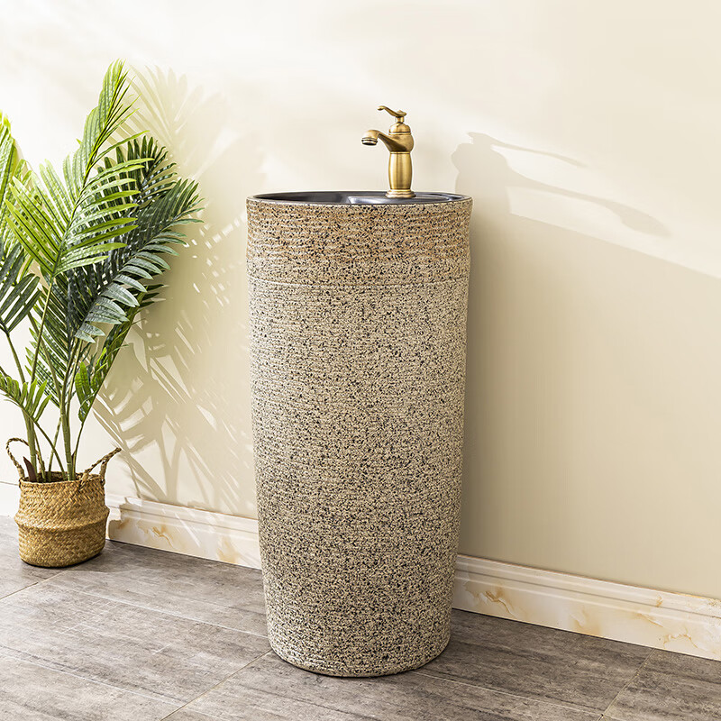 宾猎豹落地式立柱洗手盆卫生间陶瓷洗脸盆面盆阳台室外家用一体立柱盆