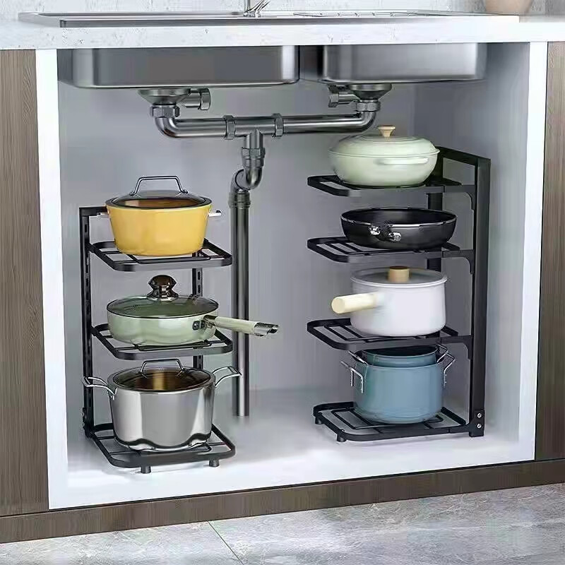 品喻（PINYU）厨房多层置物架家用多功能橱柜下水槽锅具灶台分层放锅架3层