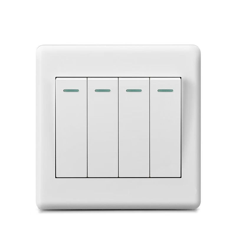 樱笋年光86型暗装墙壁开关插座面板四开单控家用四位四联单控电源开关