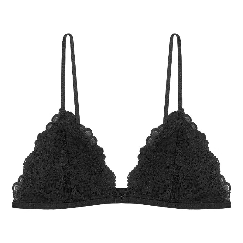 世缘维多利亚聚拢内衣女夏季无钢圈小胸显小三角杯 黑色 s码/70abc