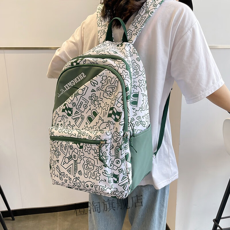 迪士尼联名可爱涂鸦个性小众书包 女ins原宿双肩包高中大学生大容量
