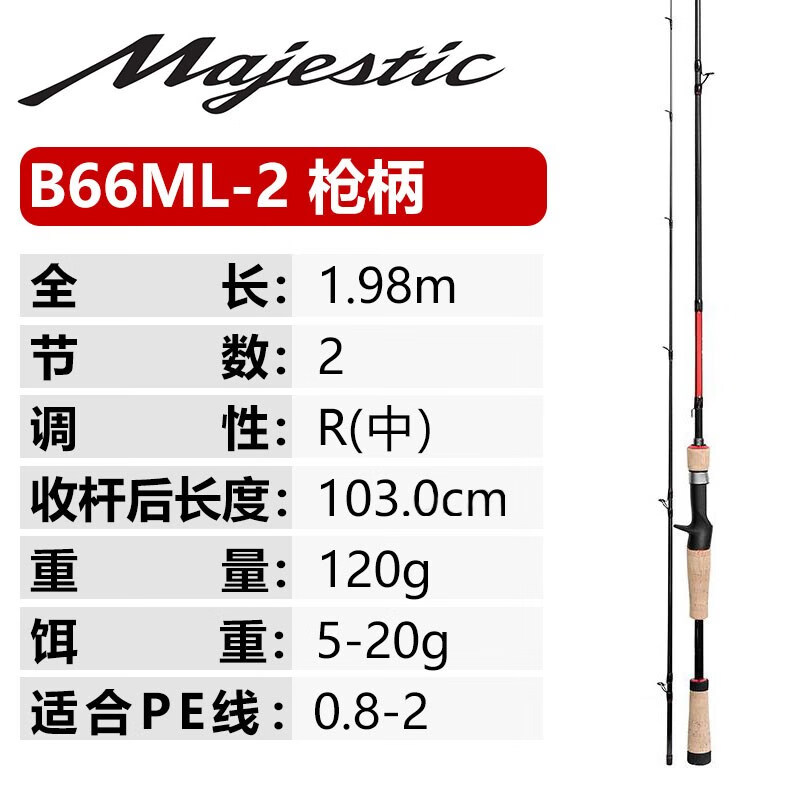 路亚竿majestic麦爵士玛杰仕直柄枪柄远投黑鱼翘 b66ml_2枪柄r调1.