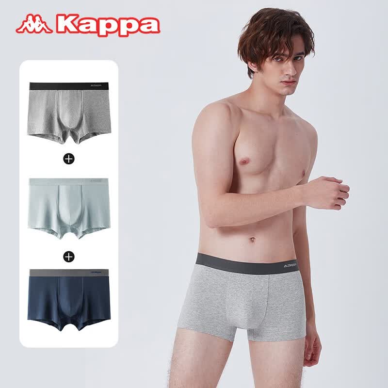 KAPPA【新品】3条装卡帕男士内裤男新款舒适棉抑菌大码透气平角内裤 海蓝/浅花灰/雾蓝 M(170/95)怎么样,好用不?