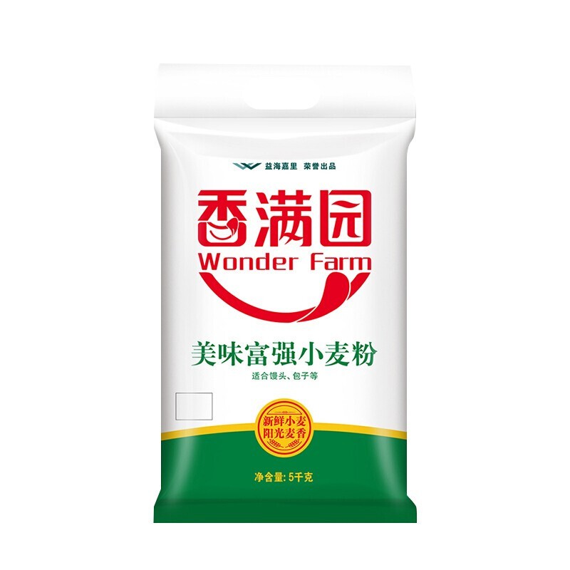 香满园 面粉 中筋面粉 美味富强小麦粉 5kg 包子饺子馒头饼手擀面 十斤