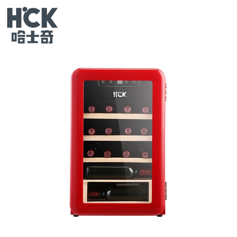 哈士奇（HCK）红酒柜家用恒温小型茶叶保鲜家用办公室冷藏柜20瓶SC-70CTC 红色