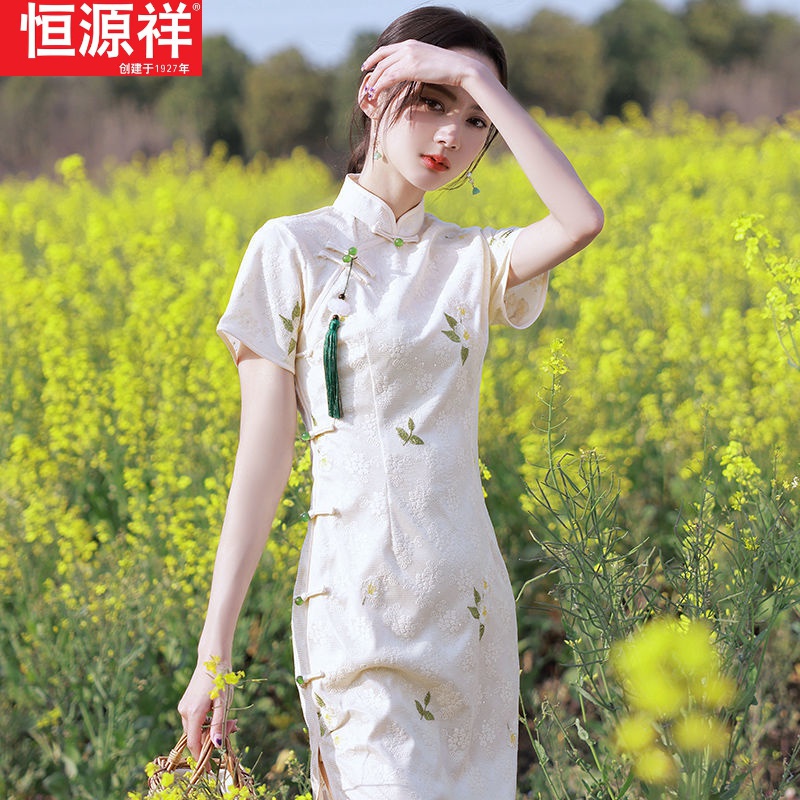旗袍2021年夏季新款日常可穿民国风少女年轻款连衣裙中长款女生显瘦
