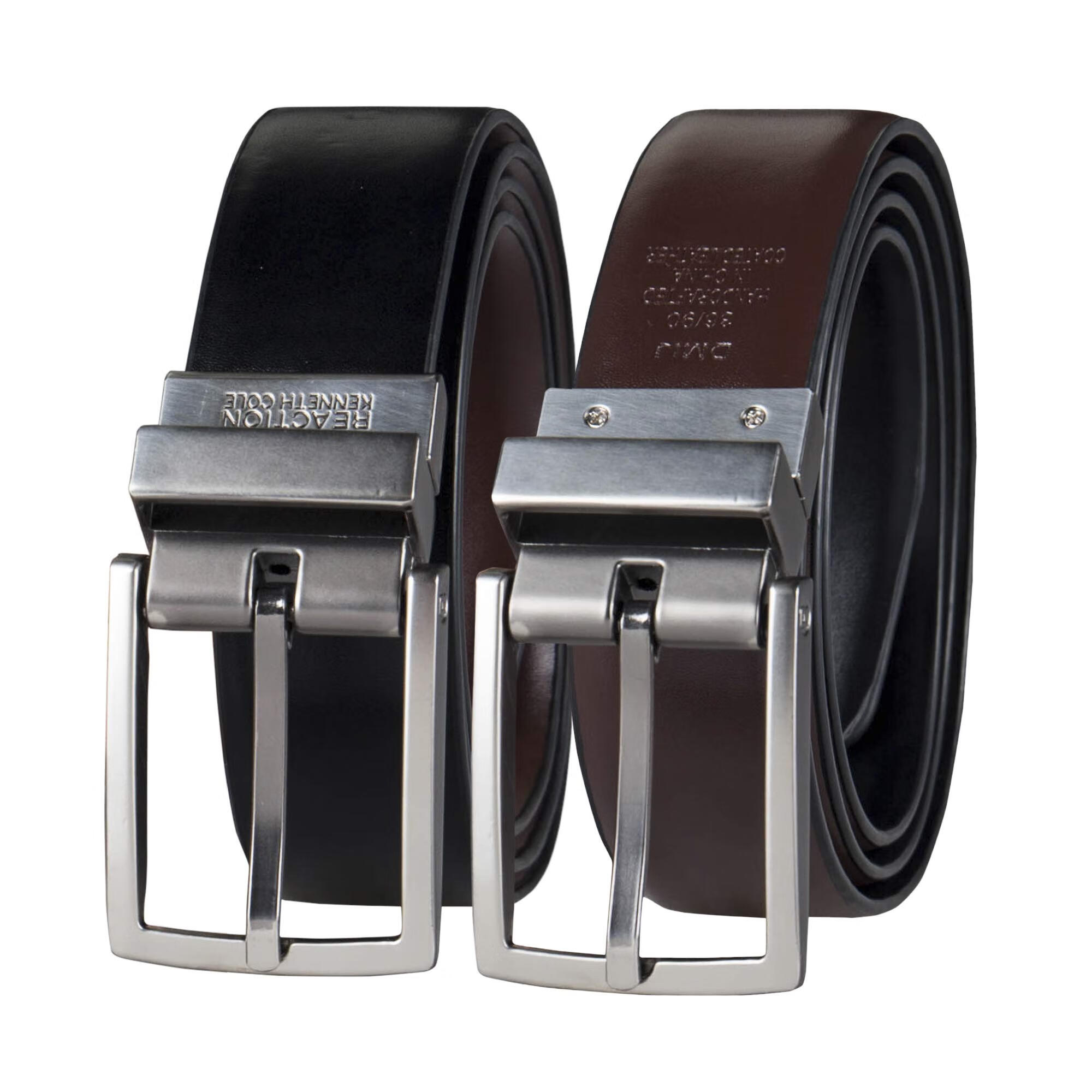 Kenneth Cole Reaction Kenneth Cole 男式面腰带  BK Black/Brown Gunmetal 30