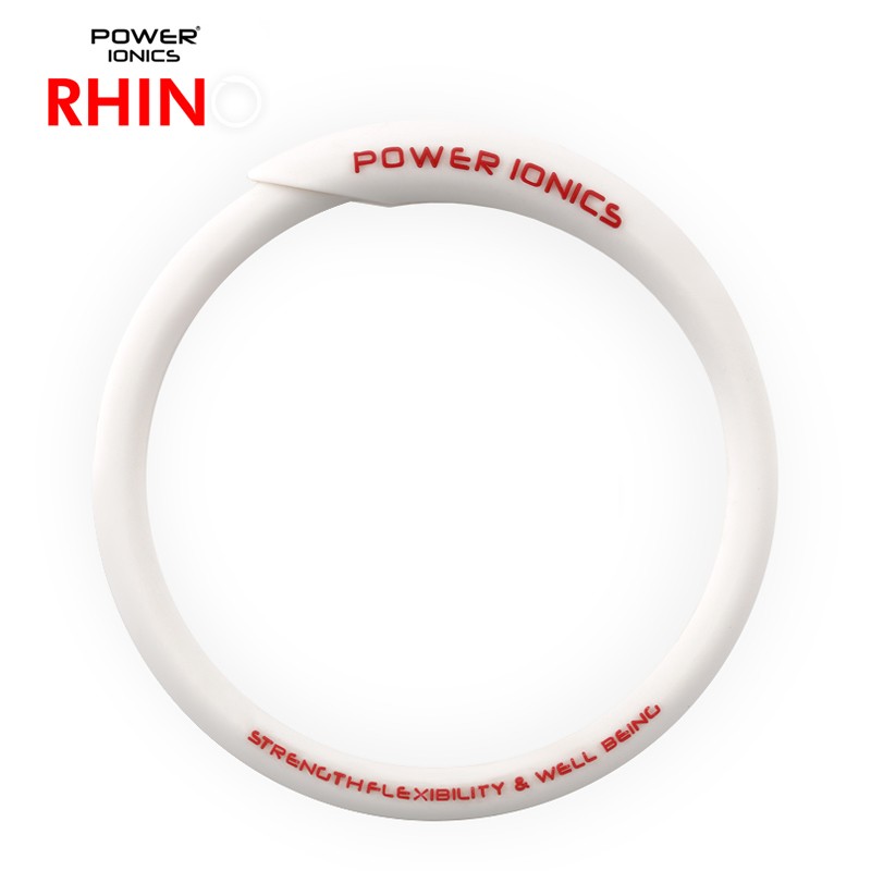 power ionics潮牌RHINO犀牛男女情侣负离子能量手环时尚防水运动手镯饰品礼物 米白 小码(内圈周长17厘米)