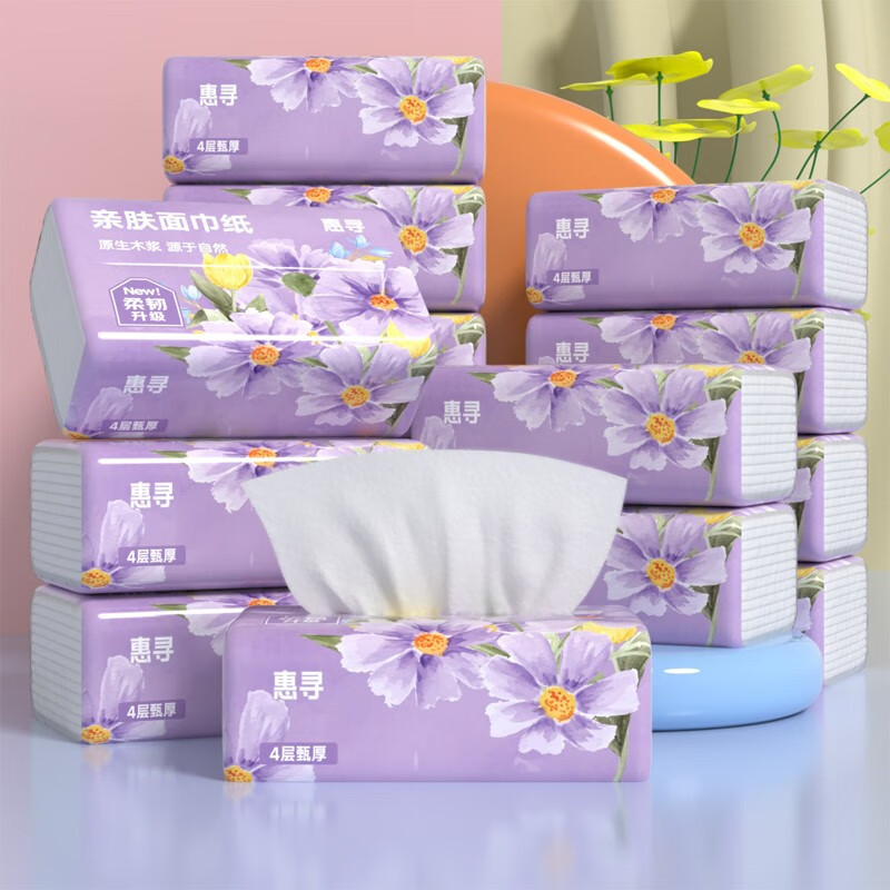 惠寻【严选直发】抽纸京东自有品牌纸巾家用餐巾纸 M号48包【140×175mm×260张】