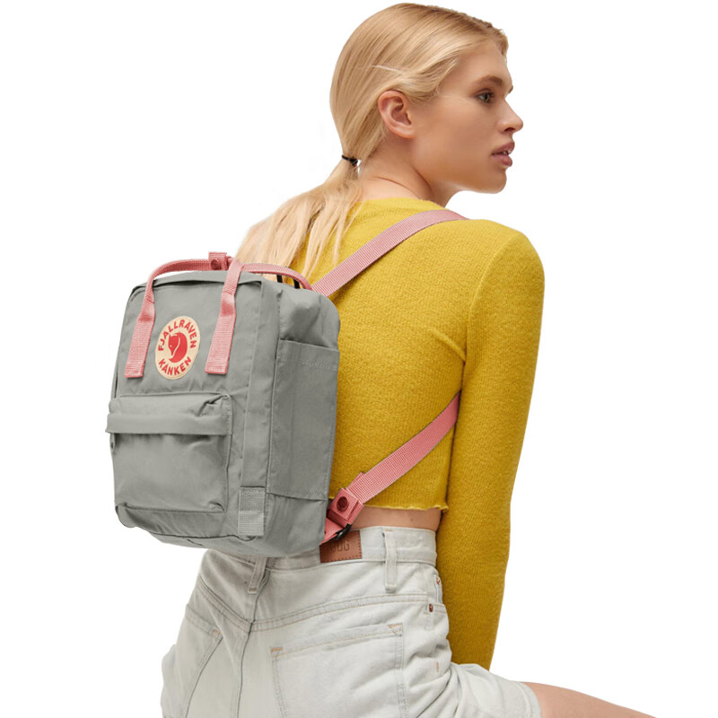 FJALLRAVEN北极狐双肩包男女背包书包23561-021-312雾灰/粉色7L新年礼物