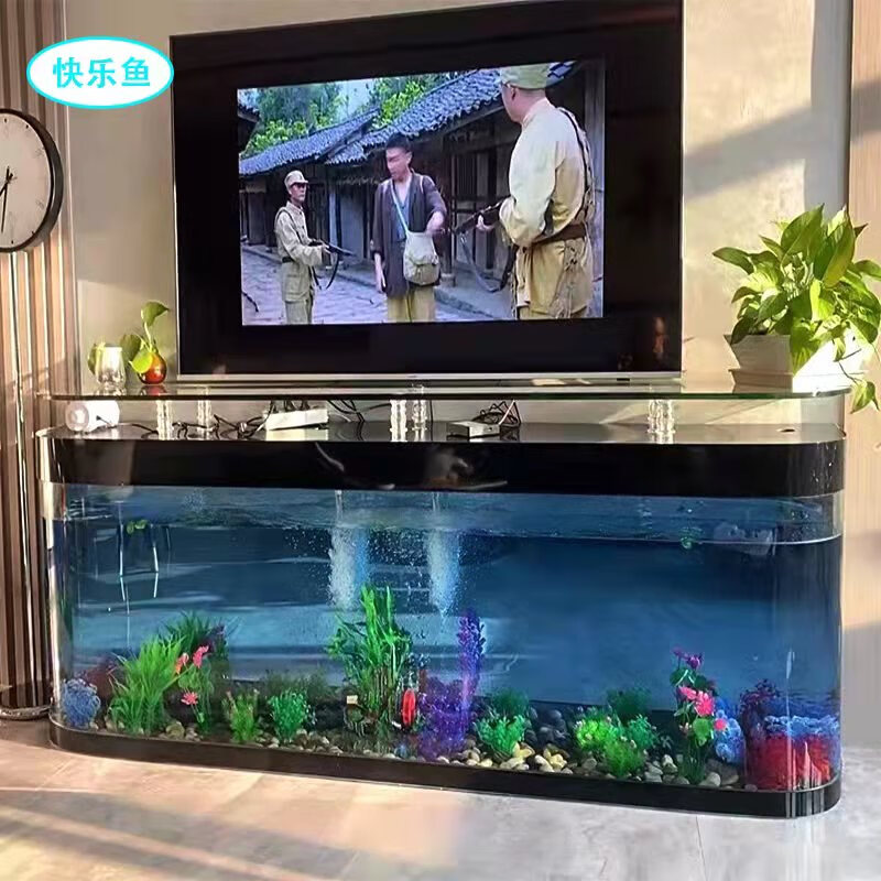 贝拉缘欧式鱼缸水族箱电视柜生态免换水落地式玻璃吧台家用客厅茶几靠