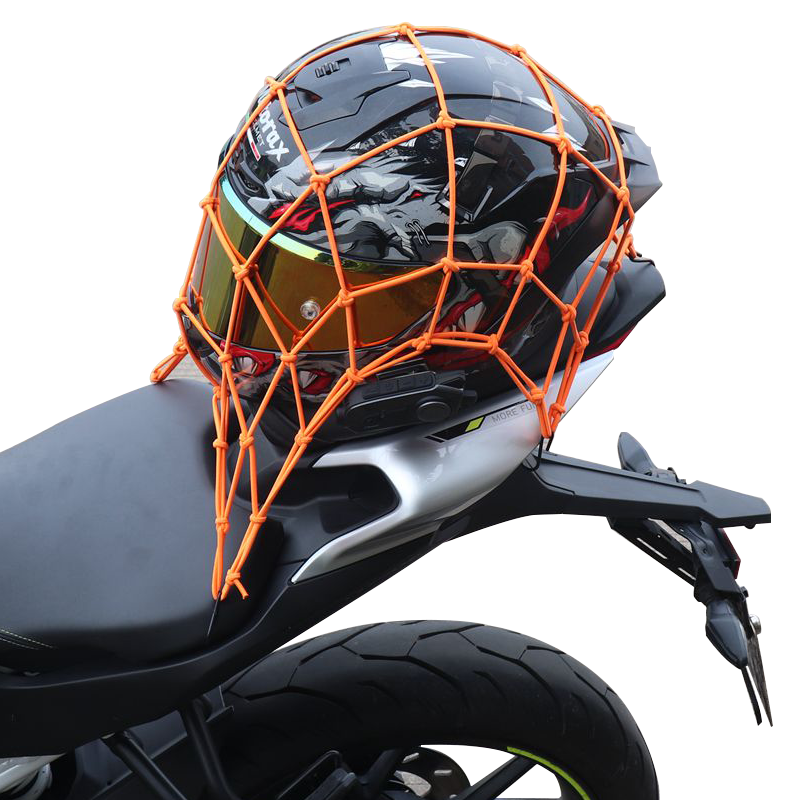 IZTOSS 摩托車騎士油箱網(wǎng)電動(dòng)車自行車松緊綁帶機(jī)車頭盔固定網(wǎng)兜夜間后座反光行李網(wǎng)繩橙色