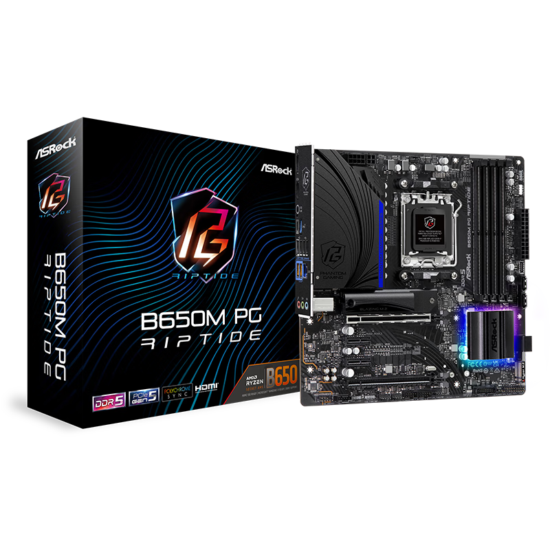 ASRock 华擎 B650M PG Riptide 黑潮风暴 M-ATX主板（AMD AM5、B650）