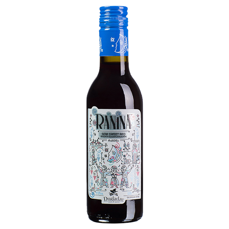 拉尼娜小矮人格鲁吉亚原瓶进口 葡萄酒 红酒 半甜红 微醺 小酒 187ml