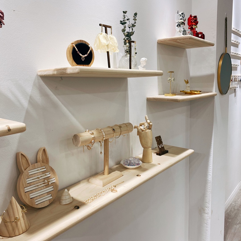 置物架原木一字隔板壁挂置物架松木一字形木板电视背景墙装饰挂墙板