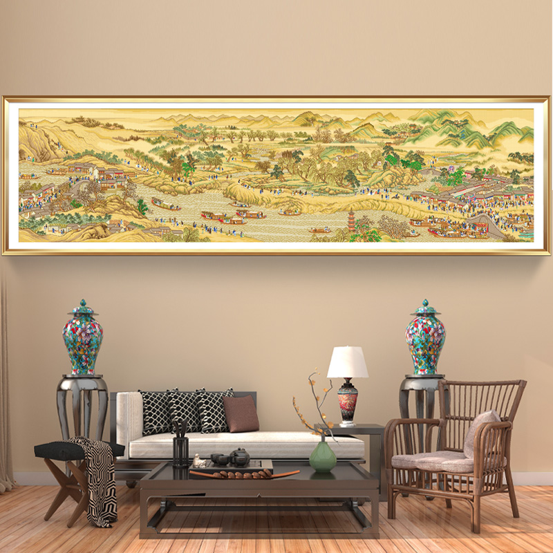 ksks十字绣2022新款客厅大气古风康熙南巡图中式挂画线绣手工自己绣 y