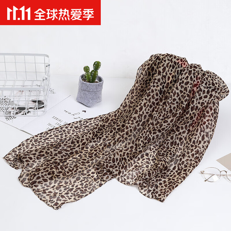 女新款春秋冬季时尚百搭透气纱巾妈妈薄款l 经典色豹纹 180*60尺寸