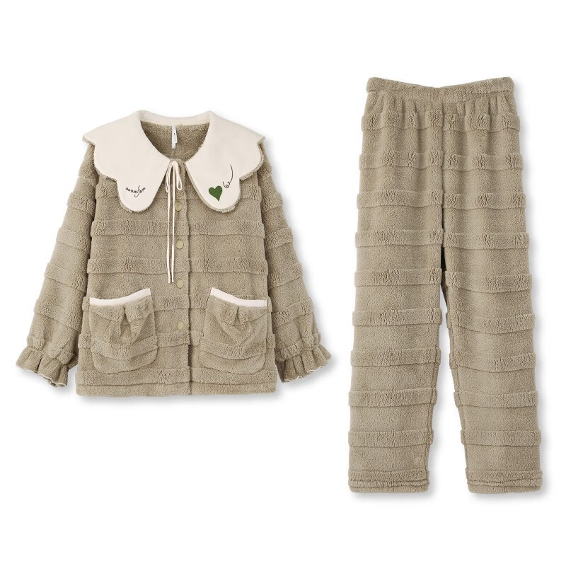 安之伴睡衣女2025新款冬季保暖中华绒甜美休闲宽松女士家居服可外穿 云山灰-锁温又时尚 L