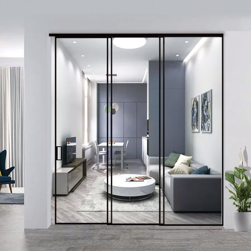 强宁恒达定制窄边三联动推拉门厨房玻璃移门阳台推拉门客厅隔断玻璃推