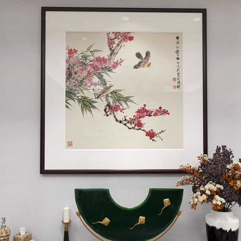 田世光新中式花鸟画客厅装饰画餐厅卧室挂画入户玄关斗方墙壁画 a款