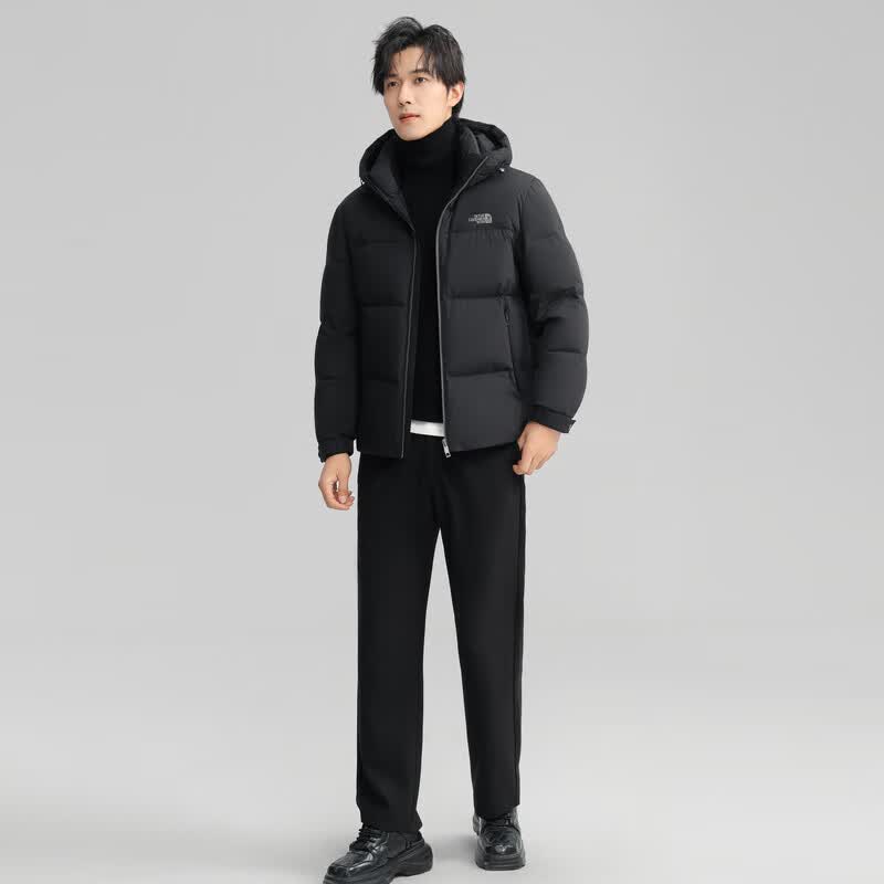 雪中飞新款百搭时尚男士短款连帽羽绒服休闲百搭保暖防寒显瘦亲肤 黑色|8056 XL 180/96A