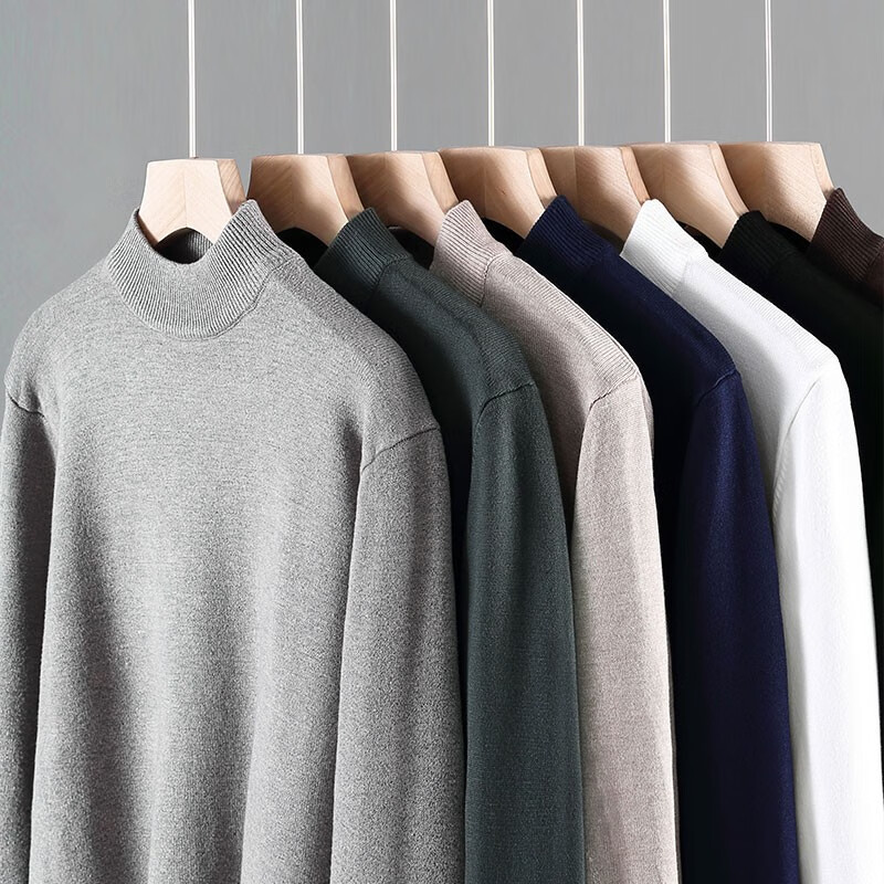 真维斯(JEANSWEST)毛衣男秋冬新款针织衫青少年针线衫内搭保暖百搭纯色打底衫毛线衫 蓝(半高领) 3XL (推荐170斤-190斤)