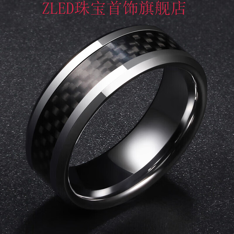 zled黑道氚气戒指男 简约日韩学生指环 钨金时尚男饰品 潮人个性戒子