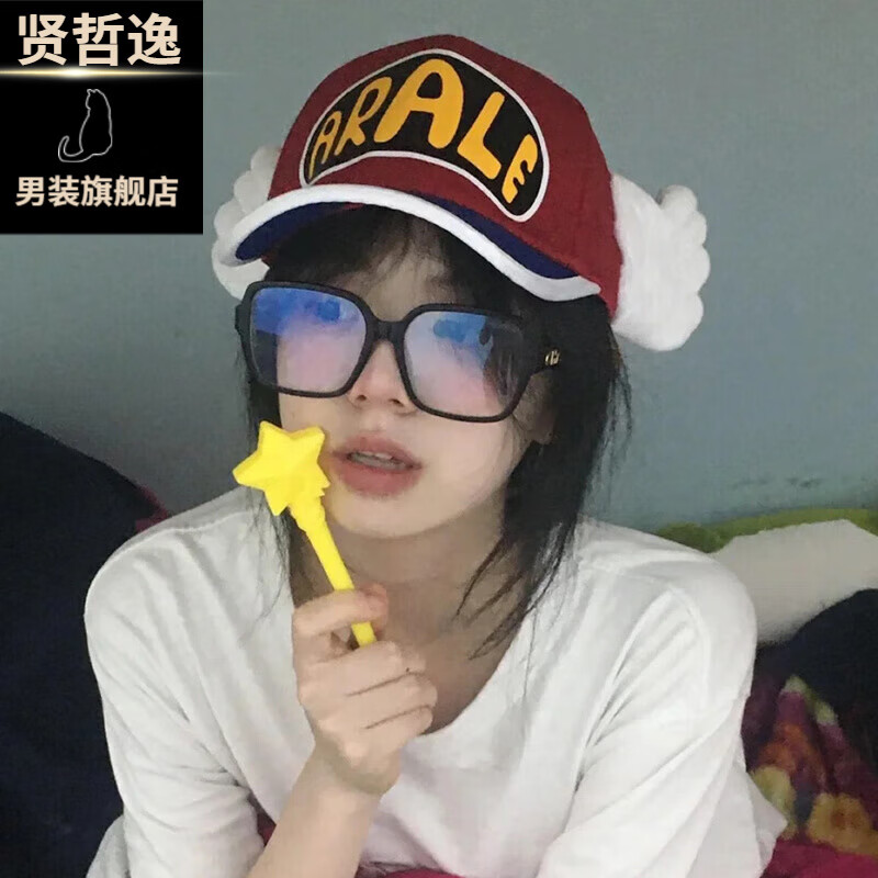 賢哲逸可愛卡通阿拉蕾帽子女天使帽拍照神器鴨舌帽天使翅膀棒球帽 紅色 可調(diào)節(jié)56-60cm