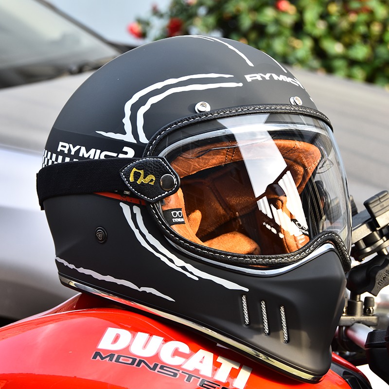 rymic复古全盔r980泡泡大面风镜哈雷风镜 透明(头盔只是展示)
